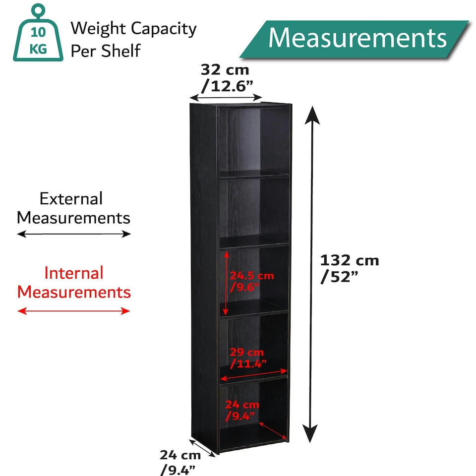 image 1 of 5 Cube Bookshelf Black Wooden Storage Organizer Wood Shelving Unit Open Bookcase Shelf