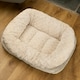 image 5 of OHS Pet Bed Cushion Dog Cat Ribbed Soft Plump Plush Cosy Fleece Large Cream | L