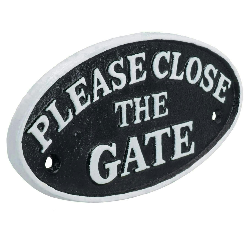 image 1 of Please Close The Gate Black Cast Iron Sign Plaque Door Wall House Home Yard