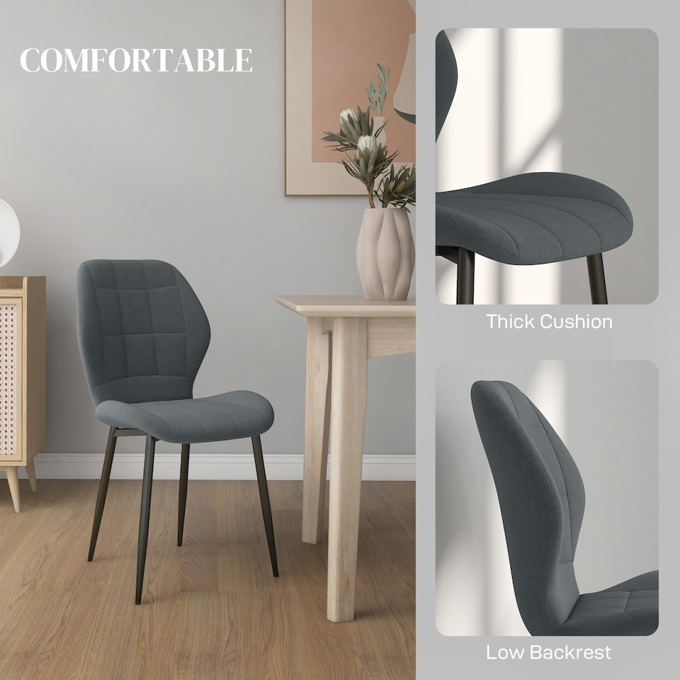 image 1 of HOMCOM Modern Style Kitchen Chairs Set of 4 with Flannel Upholstered