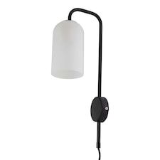 Victoria - Black Plug in Wall Light with Frosted Glass Shade Black | White