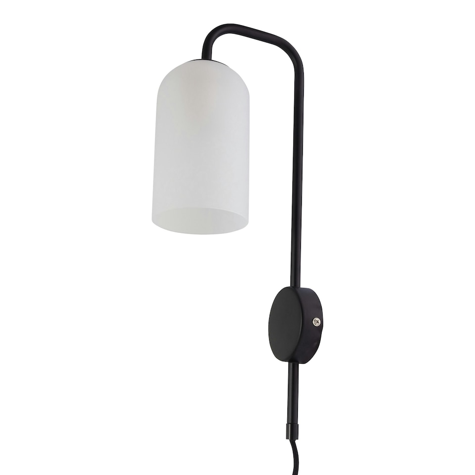 image 1 of Victoria - Black Plug in Wall Light with Frosted Glass Shade Black | White