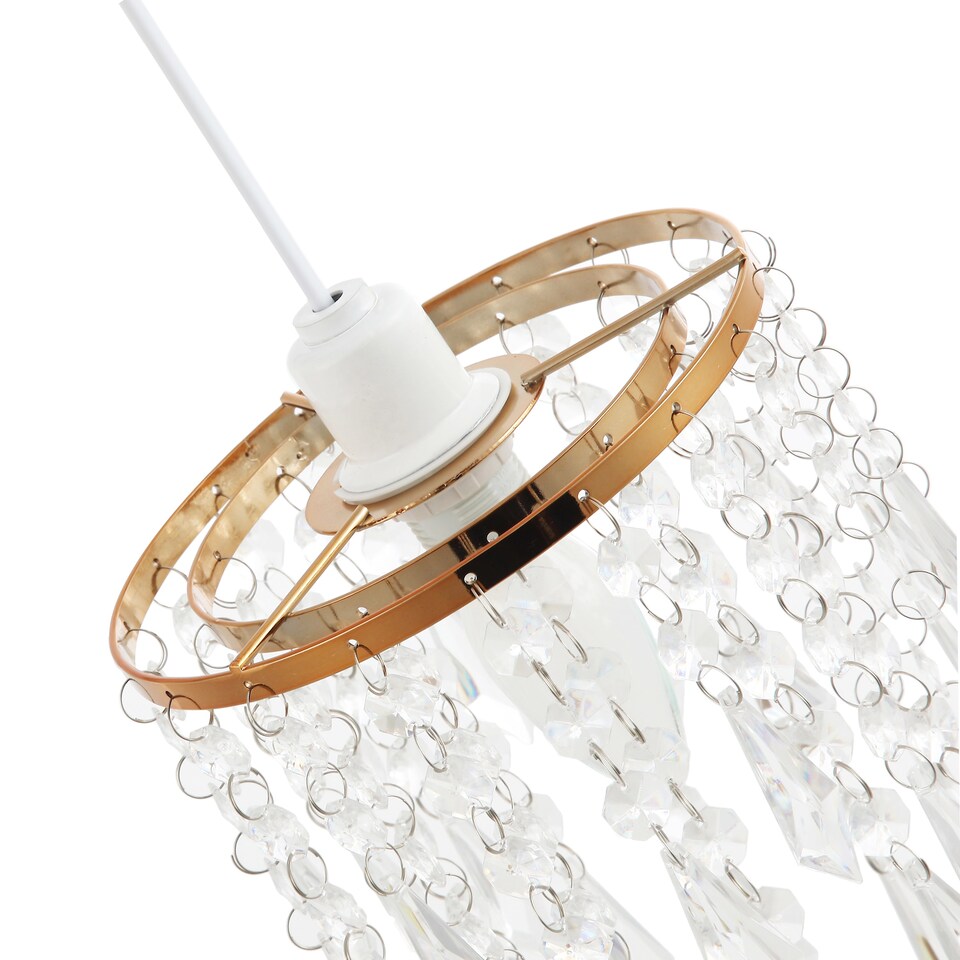 image 1 of Modern Waterfall Design Gold Pendant Shade with Clear Acrylic Droplets and Beads | Gold