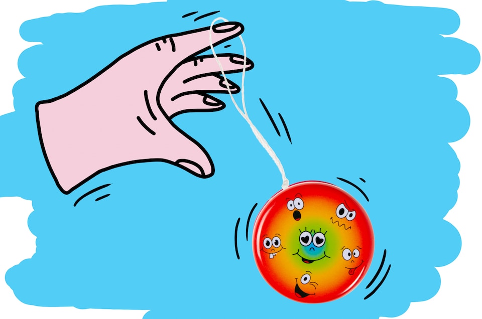 image 1 of Pack of 12 Metal Yo-Yo Emotions Theme Return Tops