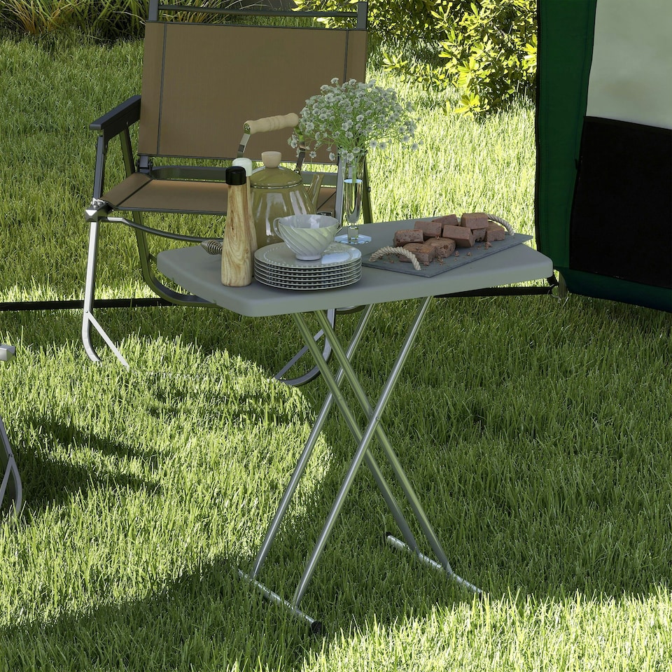 image 1 of Outsunny Folding Coffee Table, Height Adjustable Bistro Table