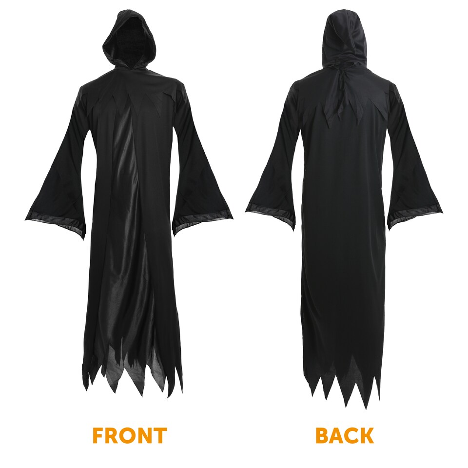image 1 of Grim Reaper Costume - Long Cape with Hood | Black | 3XL