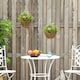 image 8 of Outsunny 2 PCs Artificial Lisianthus Flower Hanging Planter Basket Orange