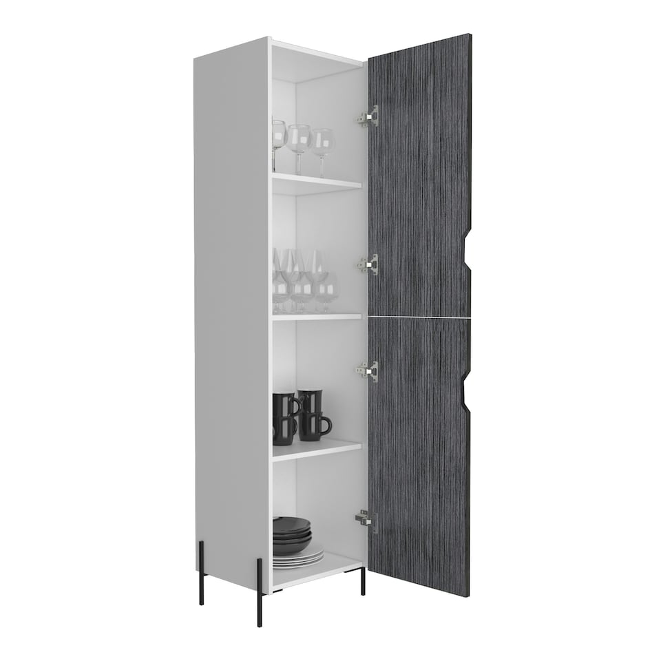 image 1 of Core Products Dallas Tall Storage Cabinet - White & Carbon Grey Oak Effect, H170.0cm x W44.9cm x D35.5cm White