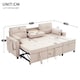 image 5 of FENCHILIN Sofa Bed with Pull-Out Sleeper Reversible Chaise Drop-Down Cup Holder Side Pockets Beige