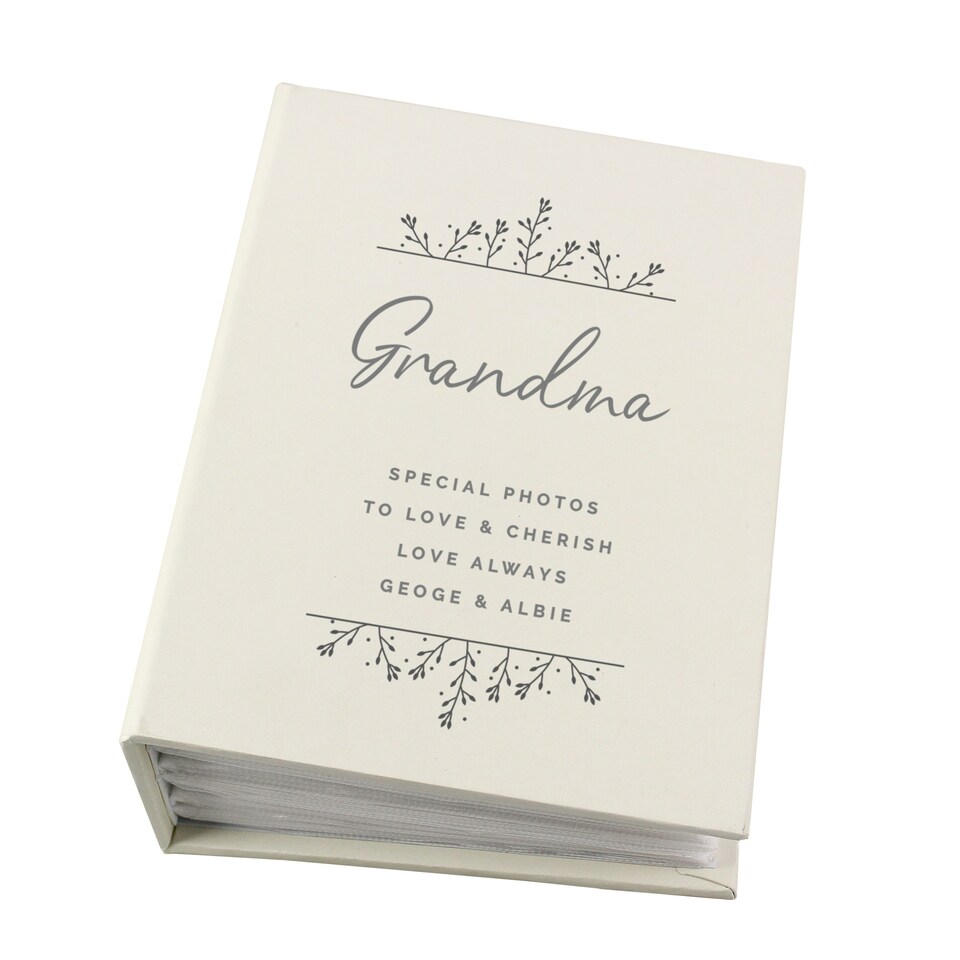 image 1 of Personalised Floral 6x4 Photo Album with Sleeves Cream