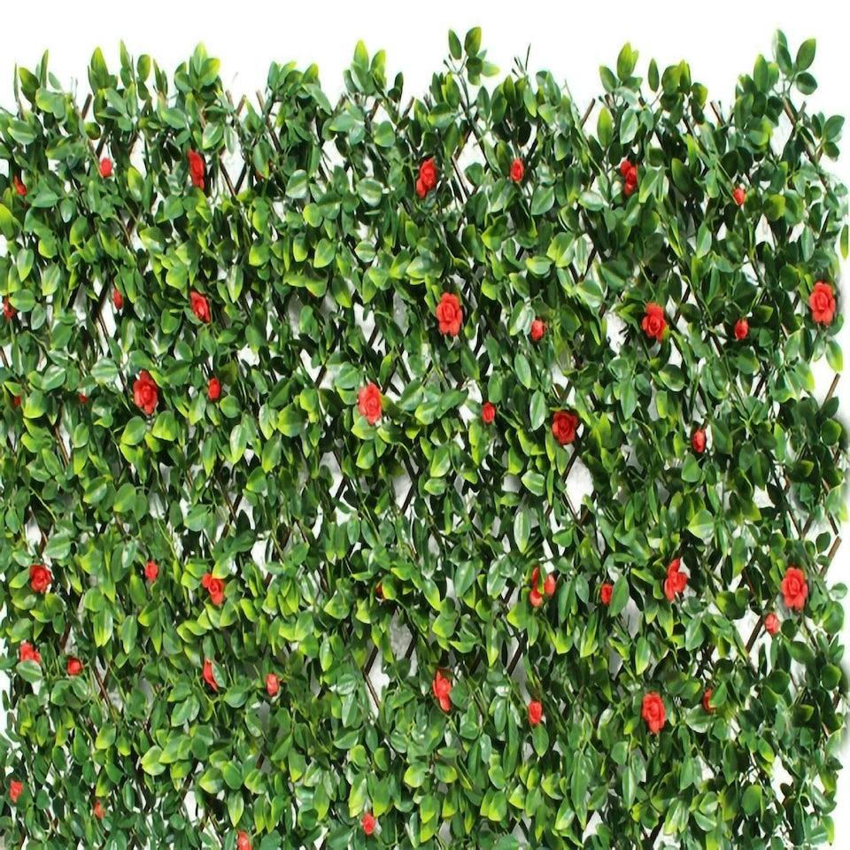 image 1 of Primrose Extendable Artificial Flower Outdoor Screening Trellis Red 1m x 2m
