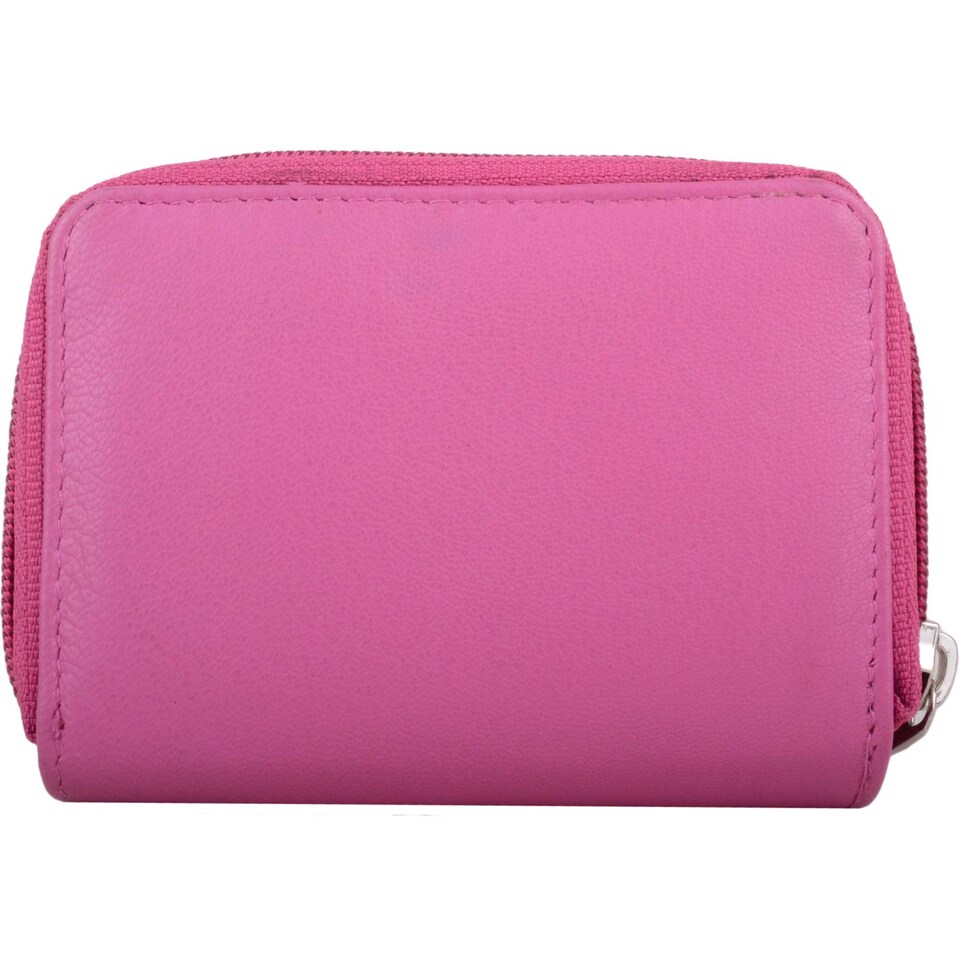 image 1 of London Leathergoods Womens Small Leather Zip Round Tri-Fold Money / Coin / Credit Card Holder / Purse - Cerise | Pink | Cerise