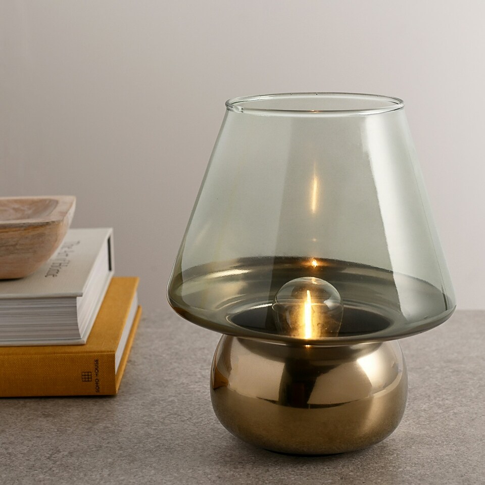 image 1 of Hestia Green & Gold LED Lamp | Green | Gold