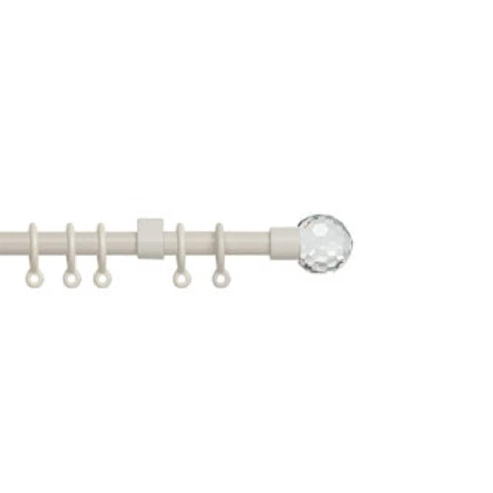 image 1 of 13 - 16mm Cream Crystal Ball Metal Curtain Pole Set 120-210cm Cream | Cream
