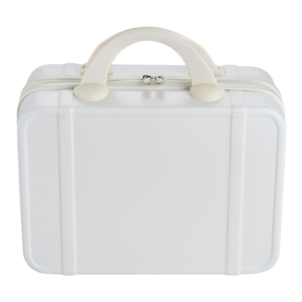 image 1 of Living and Home Portable Hard Shell Travel Makeup Case，White White | Personal Item
