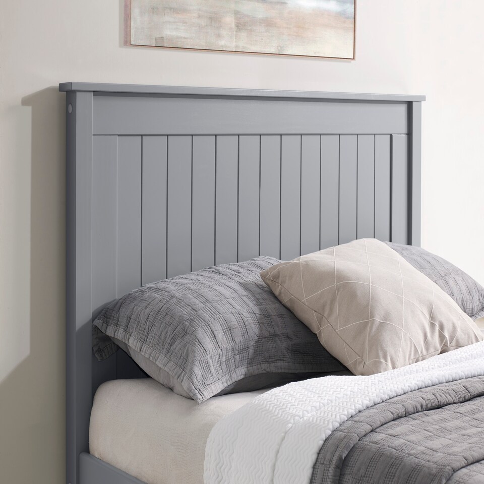 image 1 of 4ft Small Double Pure grey,wood,wooden low foot end board,solid panel bed frame.Shaker style