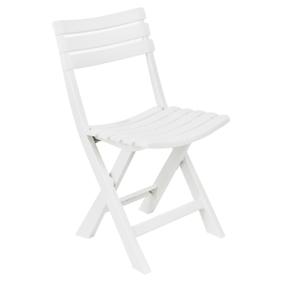 image 1 of White Plastic Garden Dining Table with Chairs Set Patio Deck Outdoor Furniture | White | White | 5 Piece Set
