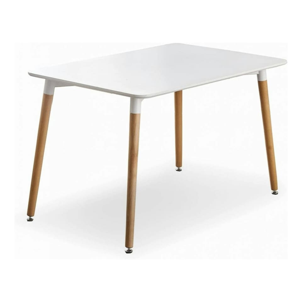 image 1 of 5PCs Dining Set - a White Halo Dining Table & Set of 4 Lorenzo Tulip Chairs with Padded Seat | White