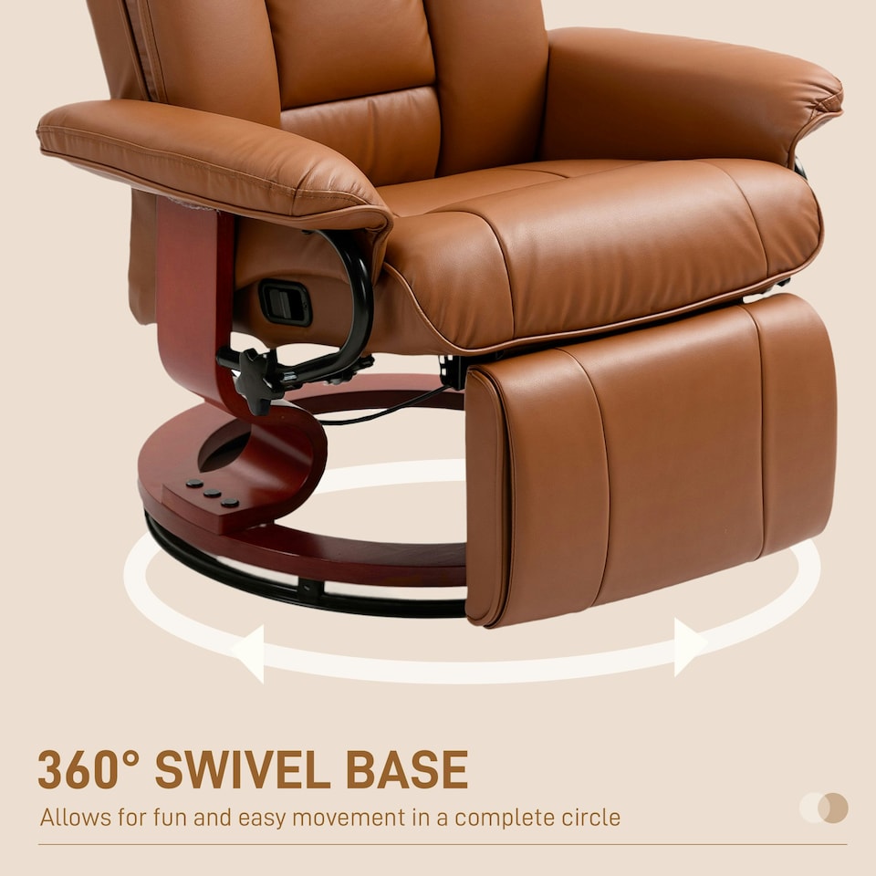 image 1 of HOMCOM PU Leather Reclining Armchair with Footrest for Living Room, Brown