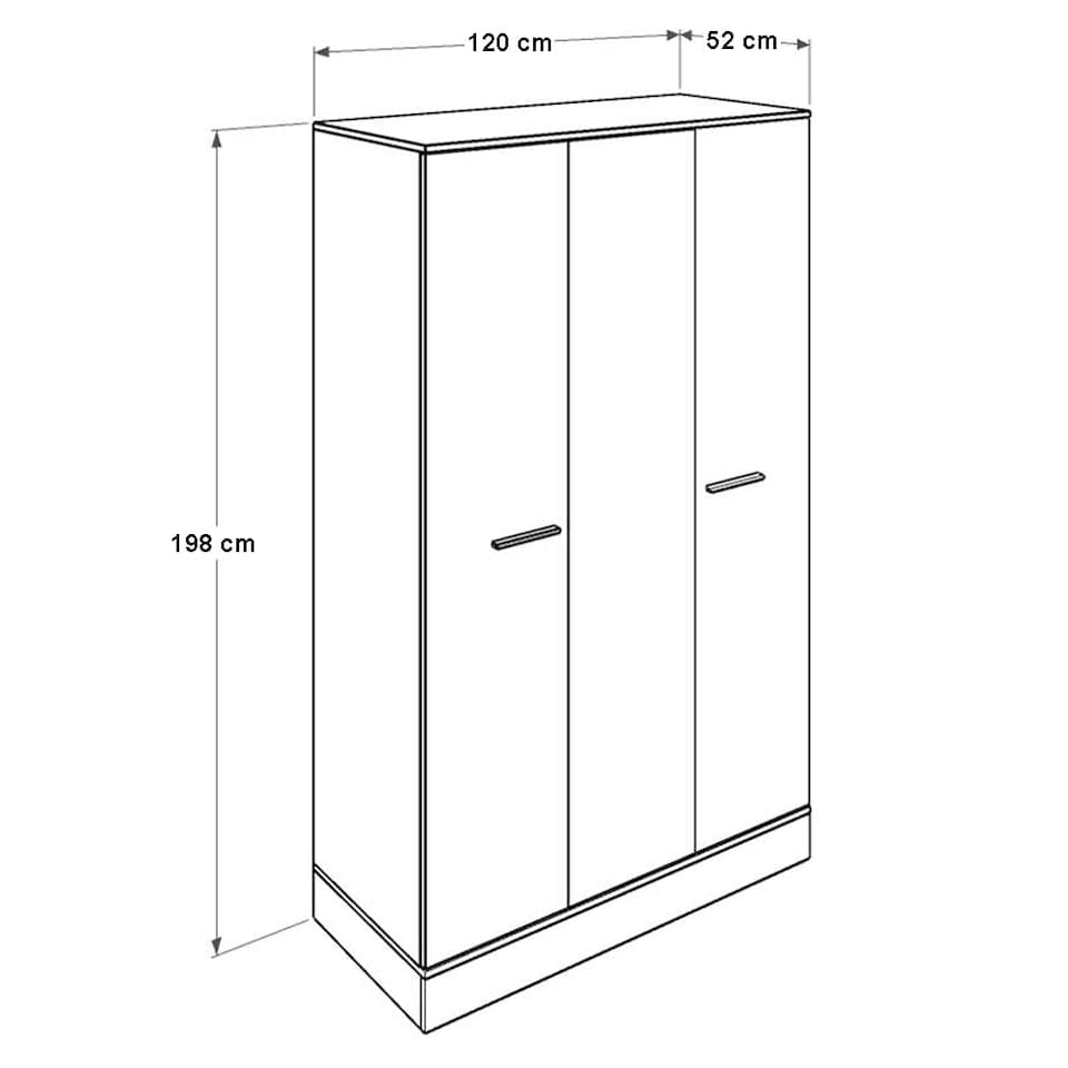 image 1 of Adore Teen White & Oak 3 Door Wardrobe with Shelves White