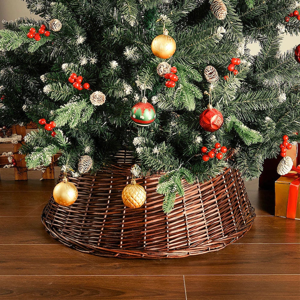 image 1 of Large Natural Willow Wicker Christmas Tree Skirt