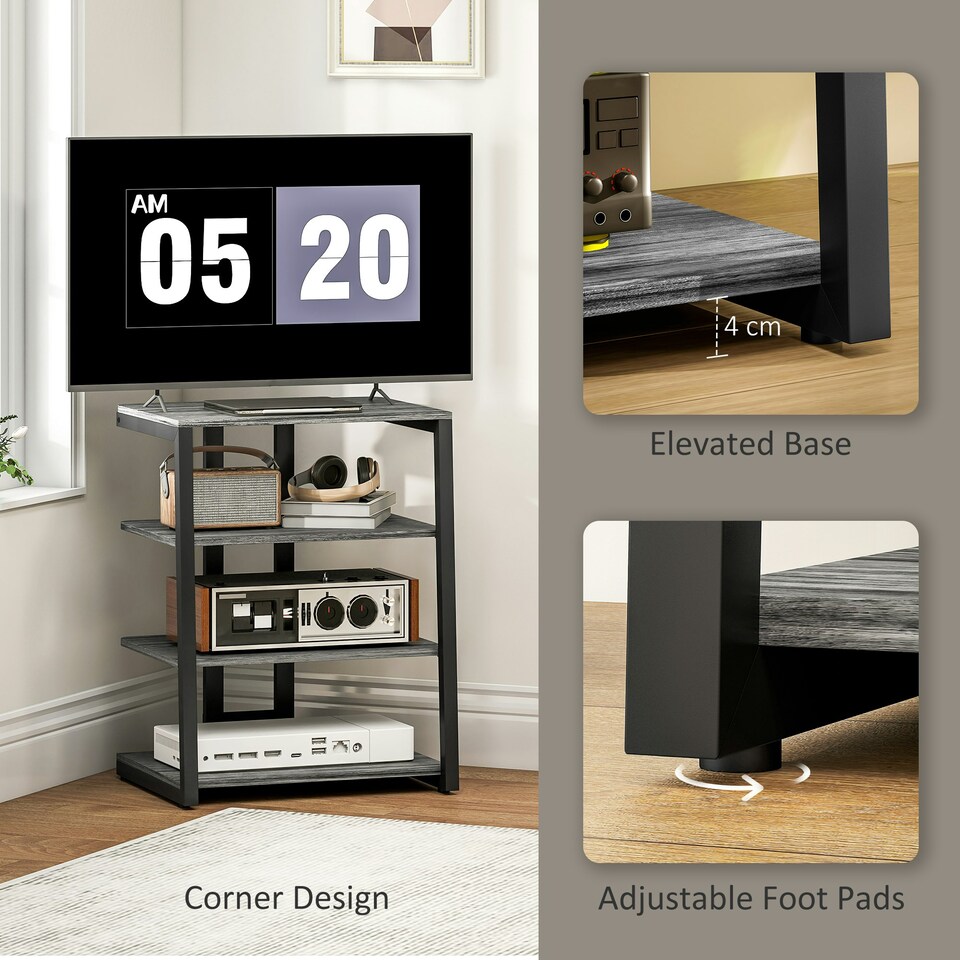 image 1 of HOMCOM HiFi Rack Stand w/ 4-Tier Record Player Stand Dark Grey