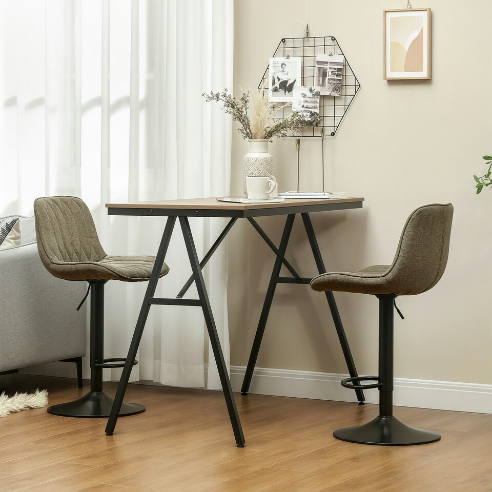 image 1 of HOMCOM Bar Stools Set of 2, Modern Armless Bar Chairs Brown
