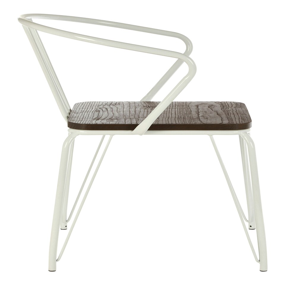 image 1 of Interiors by Premier White Metal and Elm Wood Arm Chair, Accent Dining Arm Chair, Versatile Wooden Chair for Home, Office, Lounge