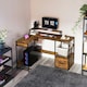 image 2 of HOMCOM L Shaped Desk, Computer Table with Liftable Desktop, Rustic Brown Brown | Black