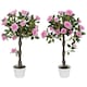 image 6 of Outsunny Set of 2 90cm Artificial Rose Tree, Fake Decorative Plant, Purple