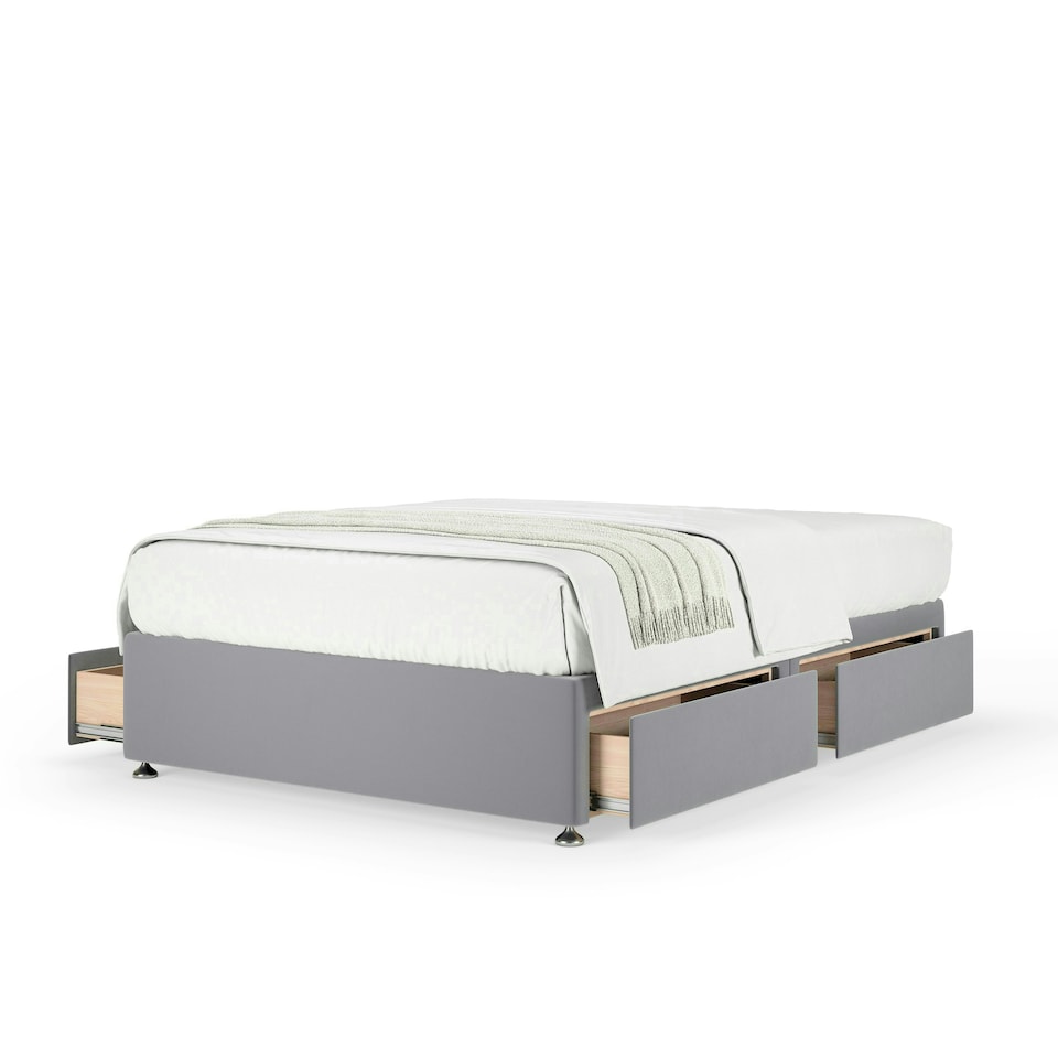 image 1 of Majestic 1000 Pocket Sprung Silver Plush Velvet 4 Drawer Divan Set Super King