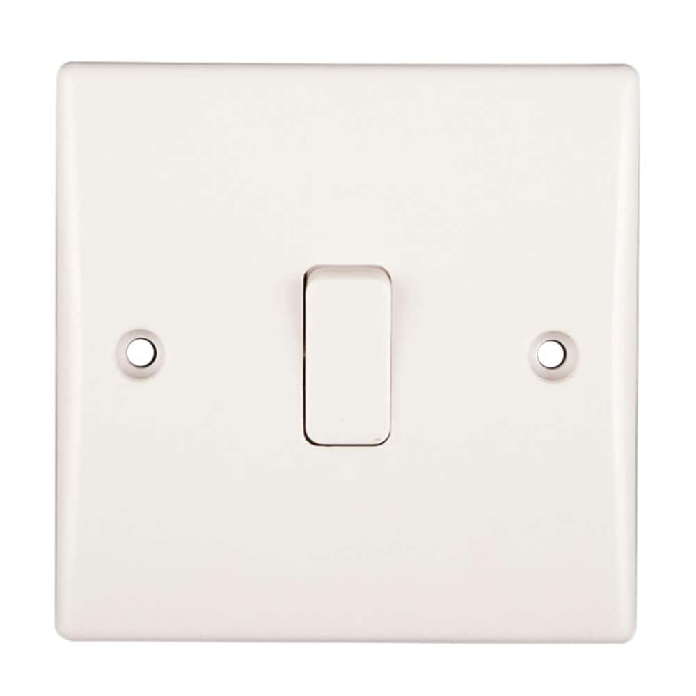 Dencon Slimline 10A 2way Switch to BS3676 - White - 1 Gang
