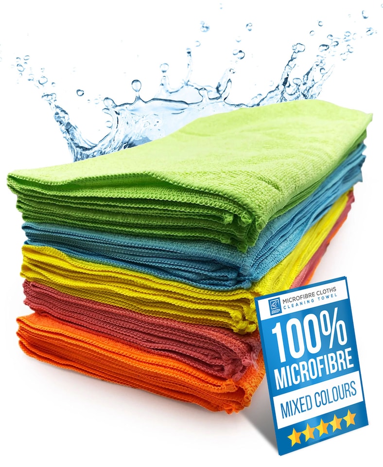 image 1 of Microfibre Cloth Cleaning Cloths Super Absorbent Mixed Colour 40cm x 40cm - Pack of 40