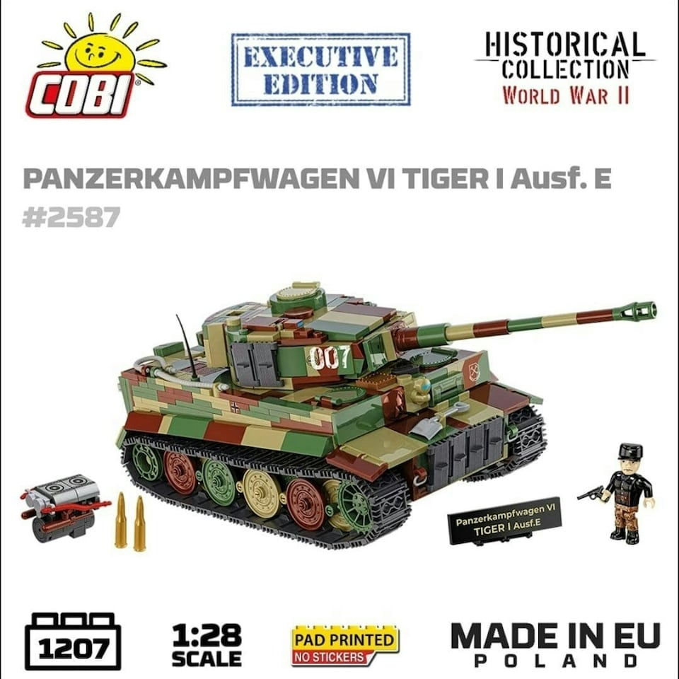 image 1 of Executive Edition Panzerkampfwagen VI Tiger Ausf. E. tank brick model - COBI 2587 - 1207 bricks