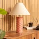 image 2 of ValueLights Athena Ceramic Coral Mermaid Shell Scallop Table Lamp Taper Shade & Bulb | Pink