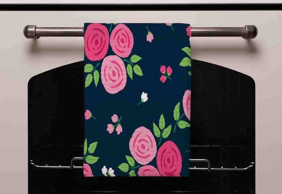 image 1 of Rose Bud Pattern (Kitchen Towel)