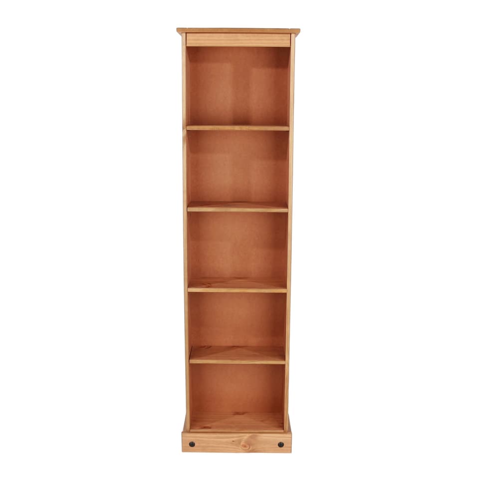 image 1 of Corona 5-Shelf Tall Narrow Bookcase - Premium Wax Top with Solid Pine Construction and Practical Shelving | Brown | Antique Waxed Pine | One Size | 1