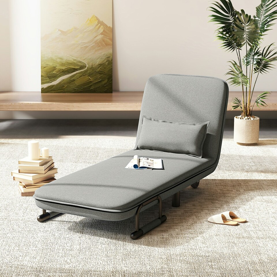 image 1 of COSTWAY 3-in-1 Convertible Sofa Bed Sleeper Chair Grey Grey