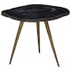 image 2 of Relic Side Table With Petrified Wood Top and Brass Finish Legs Brown