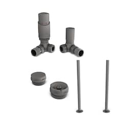 Talus Bold - Natural Pewter Thermostatic Radiator Valve & Installation Kit Corner 15mm