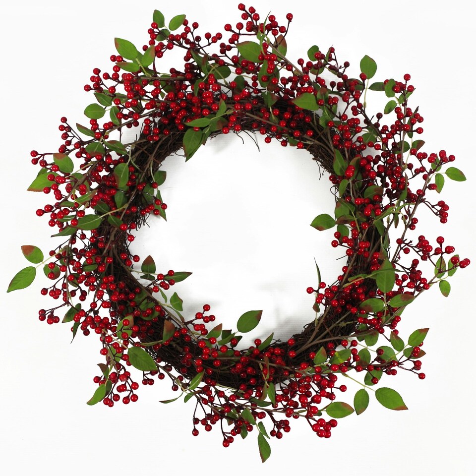 image 1 of Christmas Natural Look Red Berry Floristry Wreath 60cm 24 inch Large Luxury Botanik