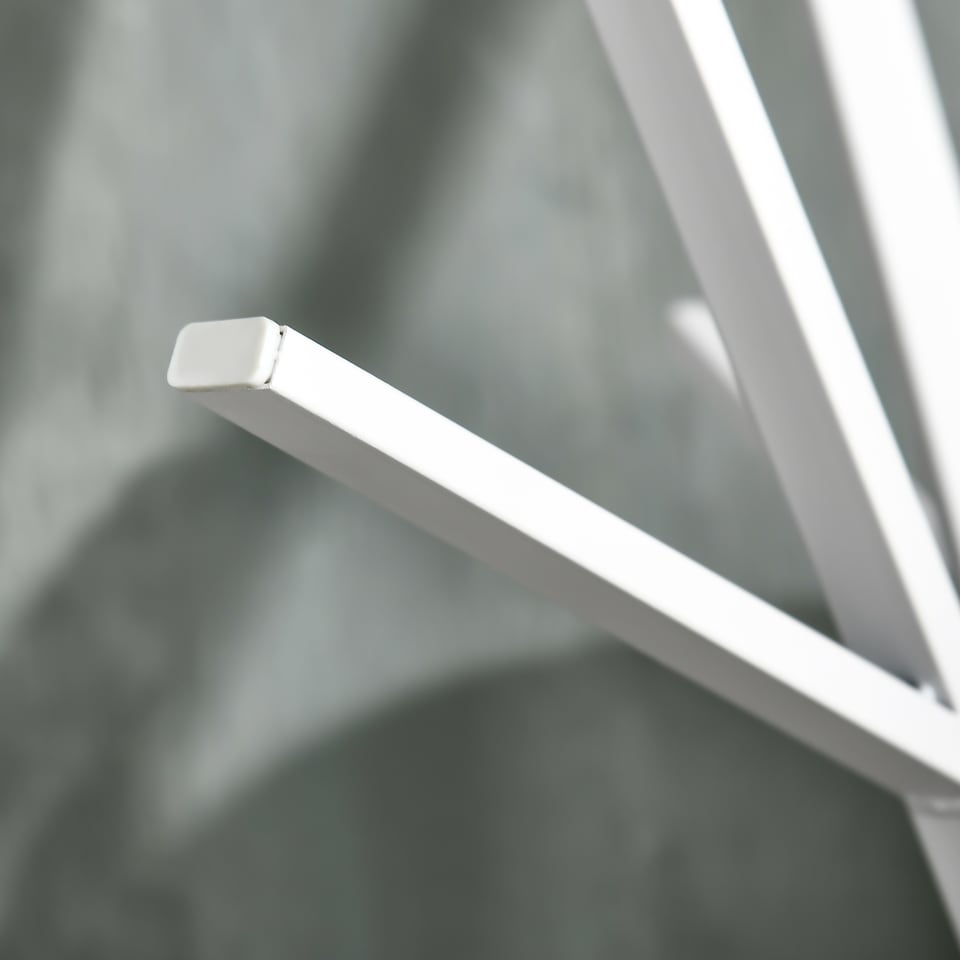 image 1 of HOMCOM Freestanding Metal Coat Rack Stand 9 Hooks Clothes Tree with 1 Shelf Hat Display Hall Tree Hanger Bag Umbrella Hanging Organiser White