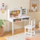 image 4 of COSTWAY Kids Desk and Chair Set Writing Table Set Wooden Children Study Table & Chair