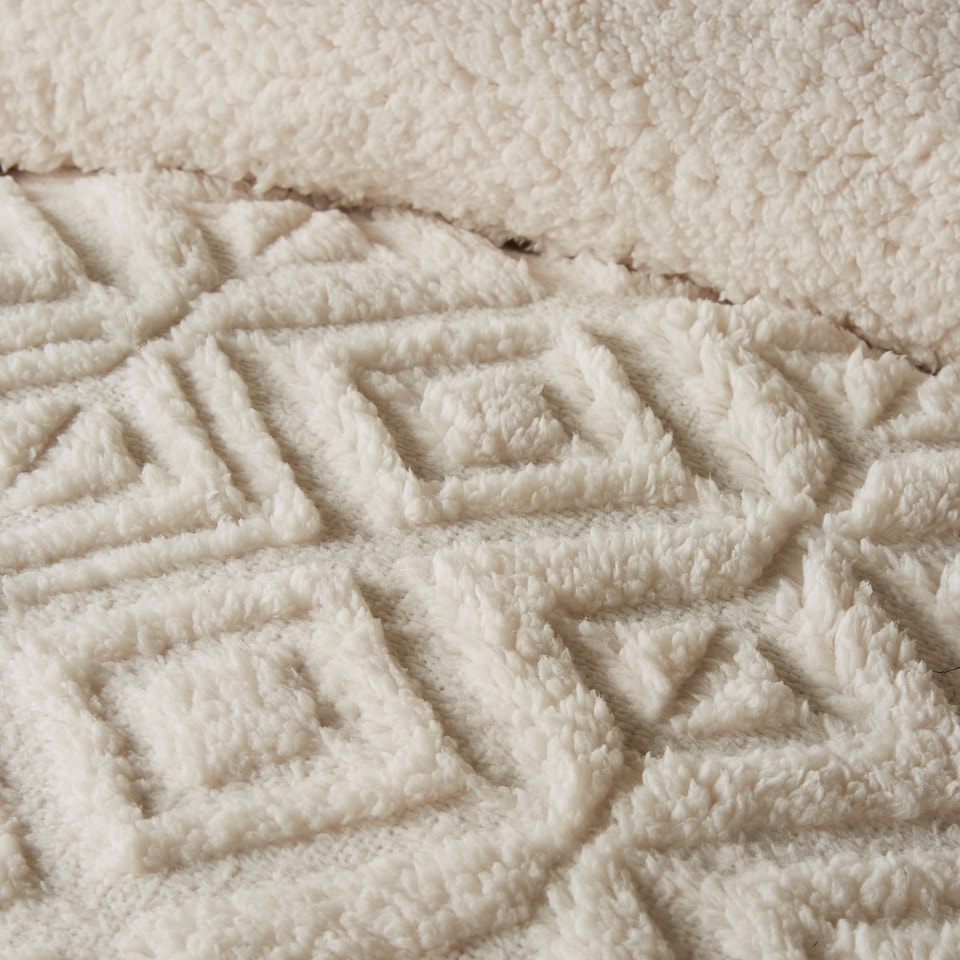 image 1 of Fusion Geo Fleece Duvet Cover Set Natural