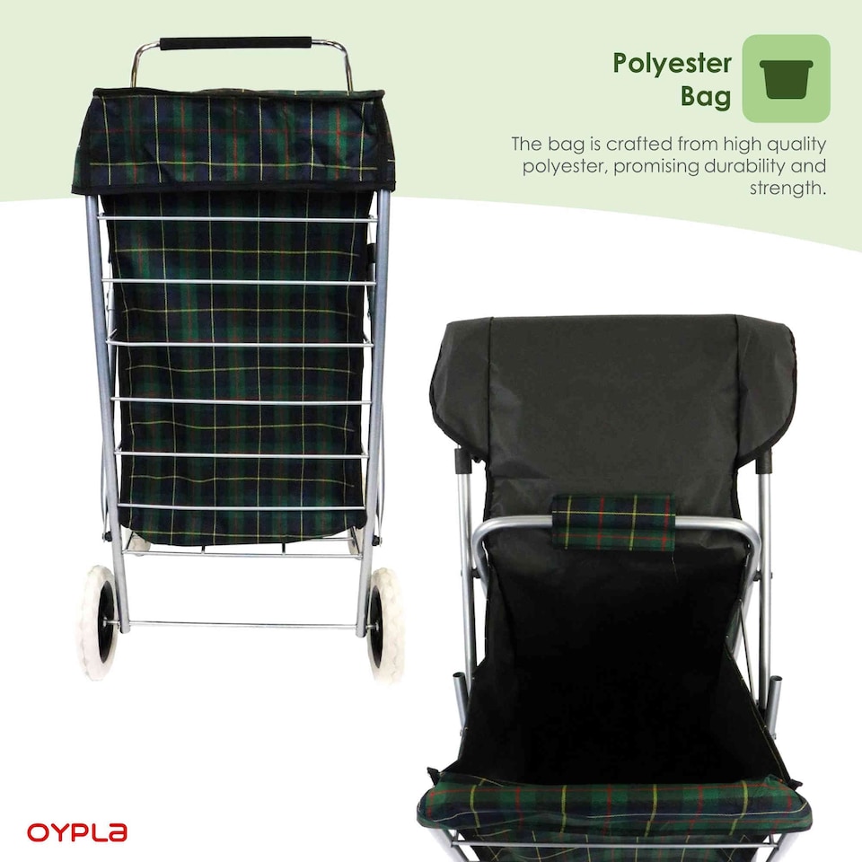 image 1 of 4 Wheel Folding Shopping Trolley Bag Cart Market Laundry
