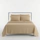 image 1 of Luxury Satin Stripe T250 Cotton Rich Soft Flat Sheet Bed Linen | Brown | Beige | King