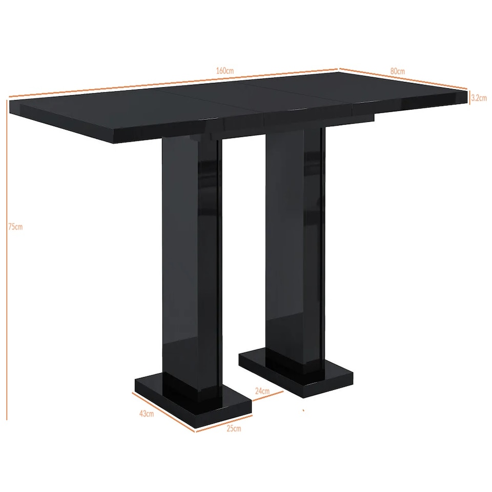 image 1 of Extendable Dining Table Modern Black Gloss Small Extending 4 6 8 Seater Dining Room Pillar Pedestal Leg GIA