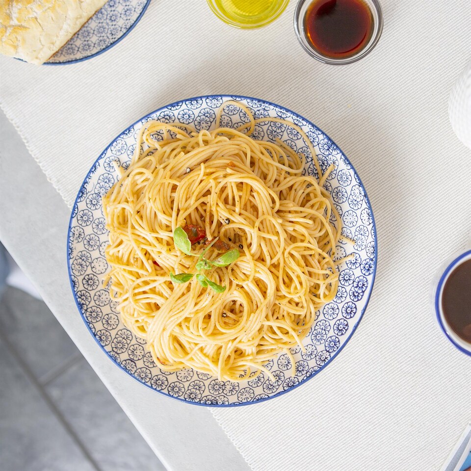 image 1 of Nicola Spring Hand-Printed Dinner Plates - 25.5cm - Navy - Pack of 6 | Blue | Blue