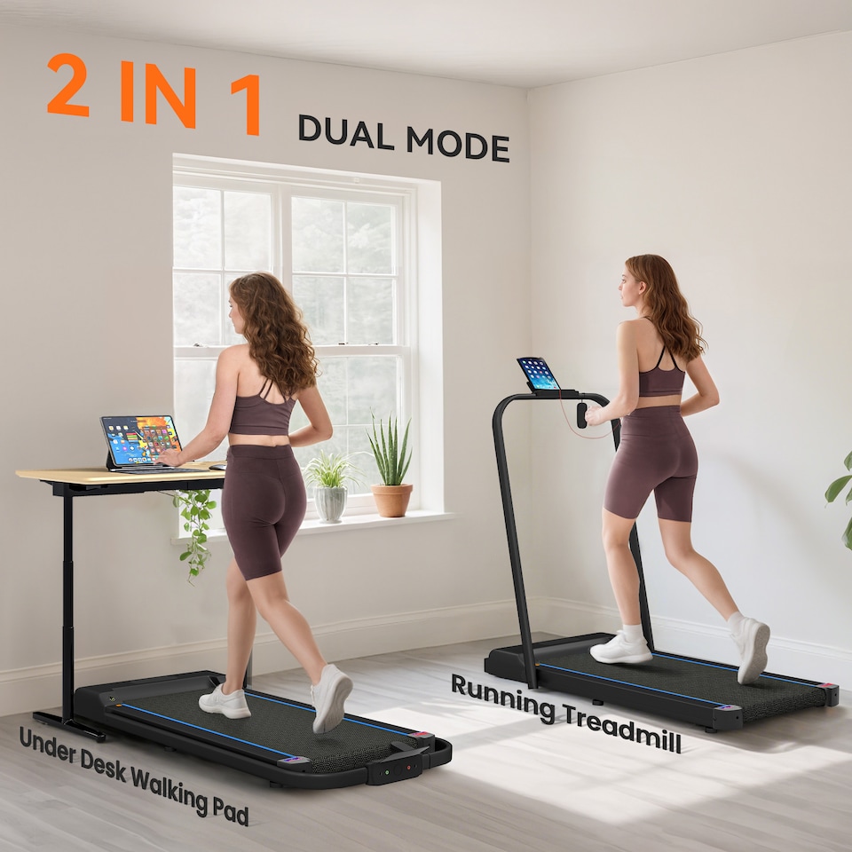 image 1 of SPORTNOW 2.5HP Folding Treadmill Walking Pad w/ LED Display, No Assembly Blue