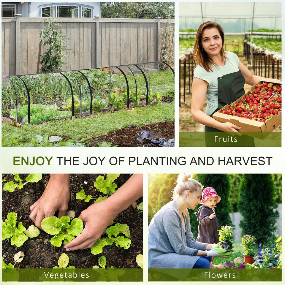 image 1 of Outsunny Tunnel Greenhouse Steel Frame for Garden Backyard w/ Zipper Doors